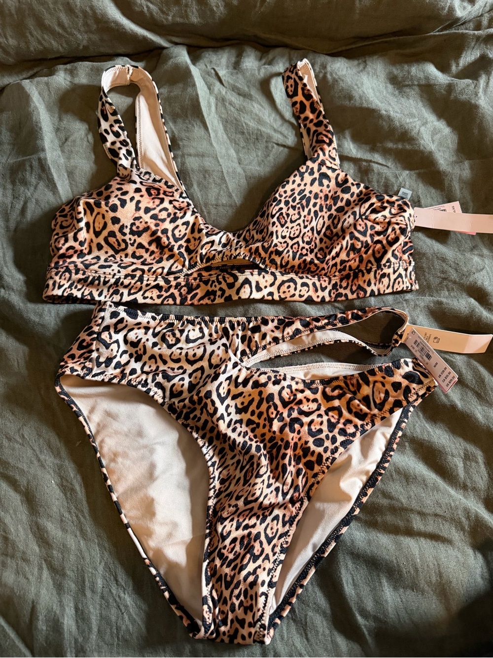 Victoria's Secret Leopard Bikini Set in Tan and Black